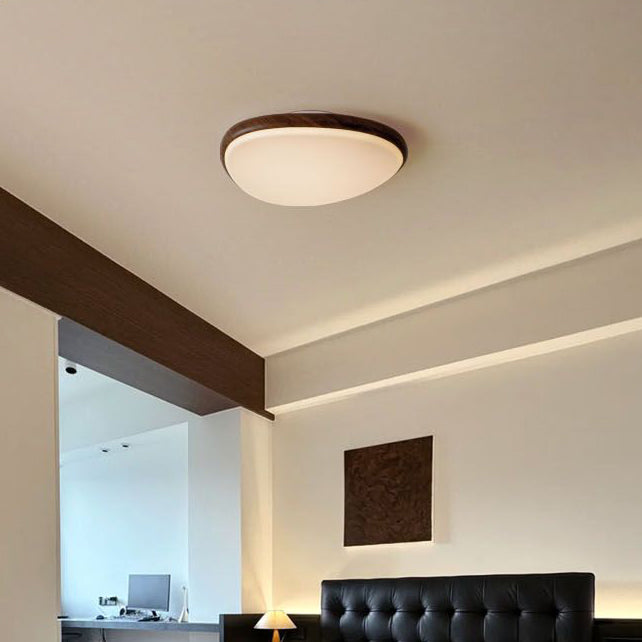 Traditional Vintage Oval Carbon Steel Acrylic Water Transfer LED Flush Mount Ceiling Light For Living Room