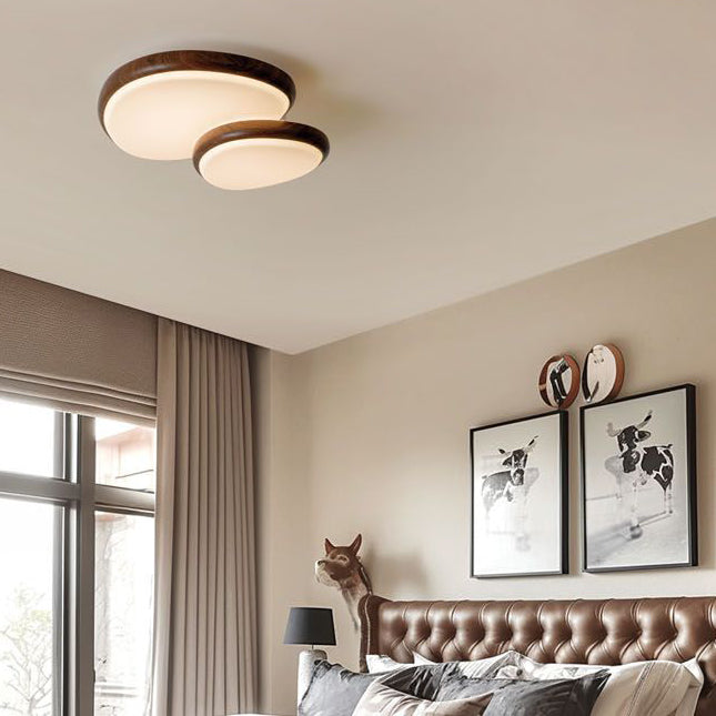 Traditional Vintage Oval Carbon Steel Acrylic Water Transfer LED Flush Mount Ceiling Light For Living Room