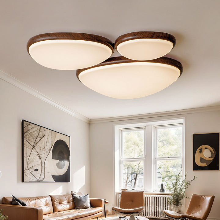 Traditional Vintage Oval Carbon Steel Acrylic Water Transfer LED Flush Mount Ceiling Light For Living Room