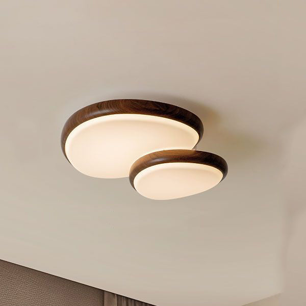 Traditional Vintage Oval Carbon Steel Acrylic Water Transfer LED Flush Mount Ceiling Light For Living Room