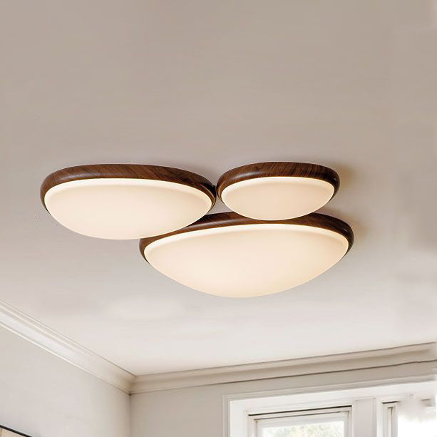 Traditional Vintage Oval Carbon Steel Acrylic Water Transfer LED Flush Mount Ceiling Light For Living Room
