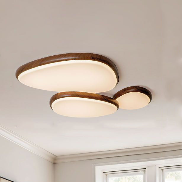 Traditional Vintage Oval Carbon Steel Acrylic Water Transfer LED Flush Mount Ceiling Light For Living Room