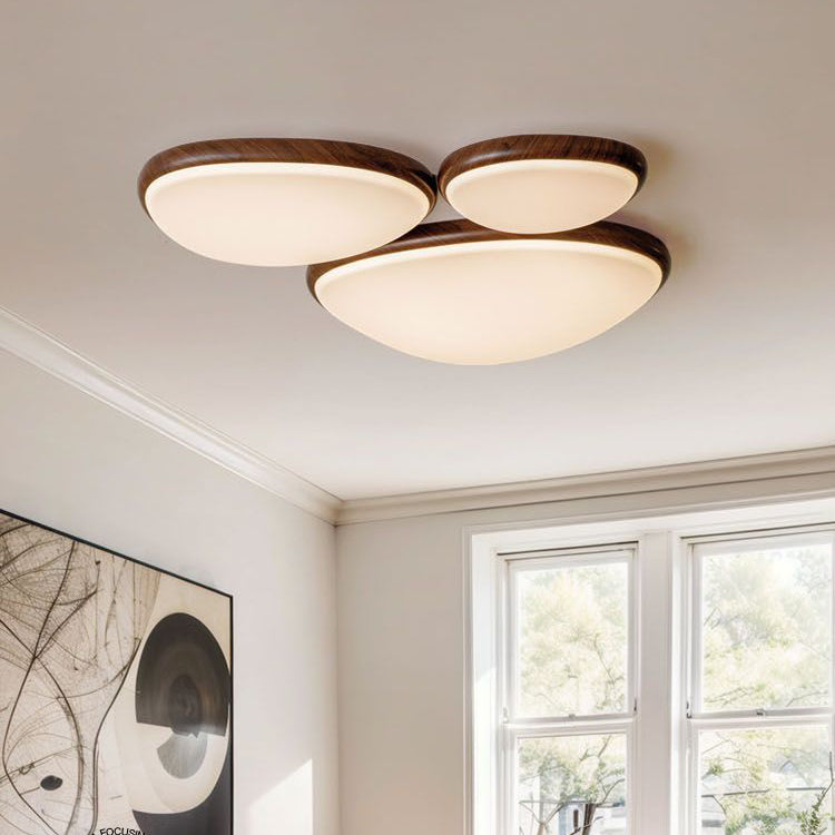 Traditional Vintage Oval Carbon Steel Acrylic Water Transfer LED Flush Mount Ceiling Light For Living Room