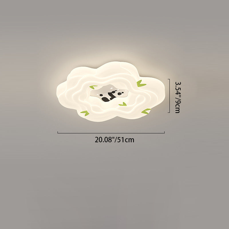 Moderne Schlichtheit Kinder Panda Blume Eisen Harz LED Deckenleuchte für Schlafzimmer 