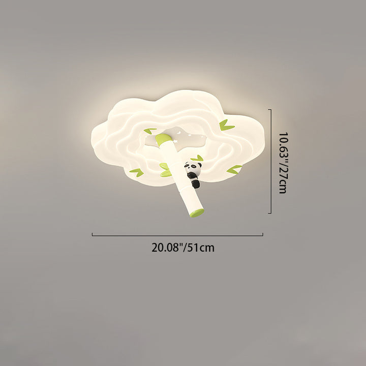 Moderne Schlichtheit Kinder Panda Blume Eisen Harz LED Deckenleuchte für Schlafzimmer 