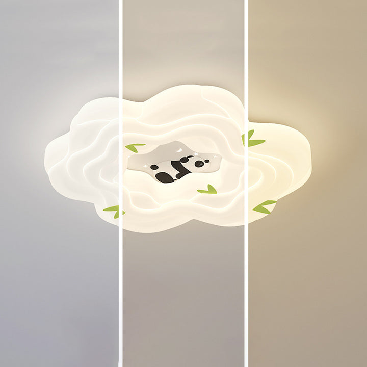 Moderne Schlichtheit Kinder Panda Blume Eisen Harz LED Deckenleuchte für Schlafzimmer 