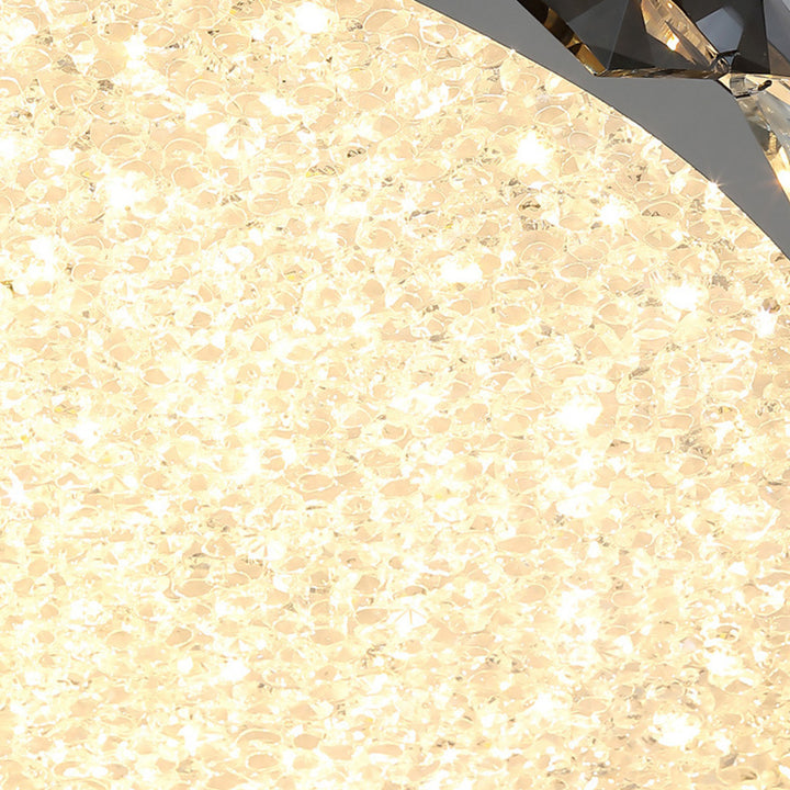 Modern Luxury Round Metal Crystal LED Flush Mount Ceiling Light For Bedroom