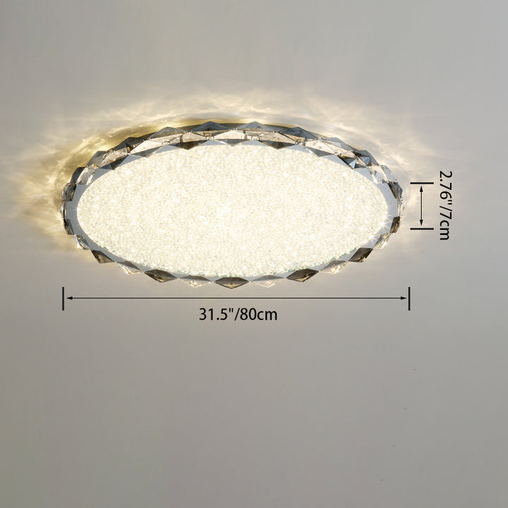 Modern Luxury Round Metal Crystal LED Flush Mount Ceiling Light For Bedroom
