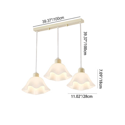 Contemporary Nordic Flower Iron Resin 3-Light Chandelier Island Light For Dining Room