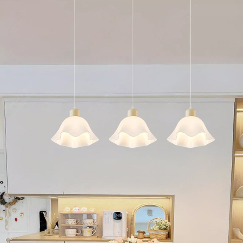 Contemporary Nordic Flower Iron Resin 3-Light Chandelier Island Light For Dining Room