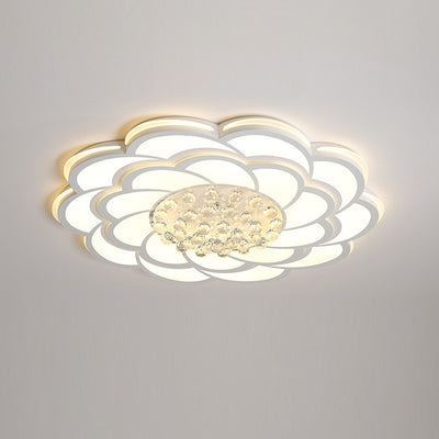 Plafonnier LED en cristal acrylique rond en fer de luxe contemporain pour salon 