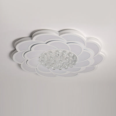Plafonnier LED en cristal acrylique rond en fer de luxe contemporain pour salon 