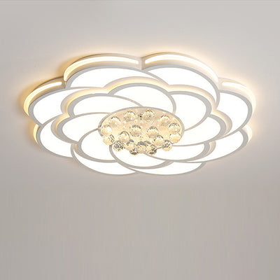 Plafonnier LED en cristal acrylique rond en fer de luxe contemporain pour salon 