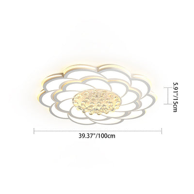 Plafonnier LED en cristal acrylique rond en fer de luxe contemporain pour salon 