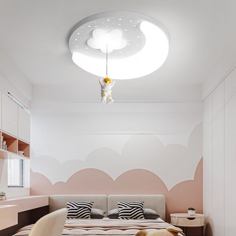 Plafonnier LED rond en fer, aluminium et acrylique pour enfants créatifs contemporains, pour chambre à coucher 