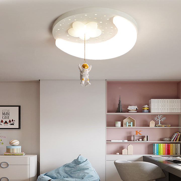 Plafonnier LED rond en fer, aluminium et acrylique pour enfants créatifs contemporains, pour chambre à coucher 