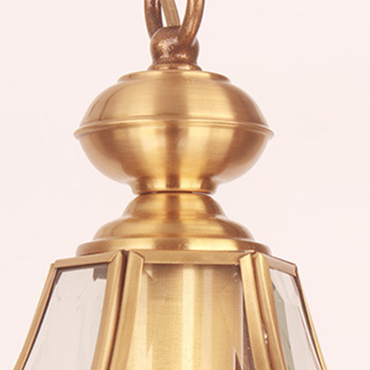 Suspension lumineuse à 1 ampoule en verre cuivré de style rustique traditionnel pour salon 