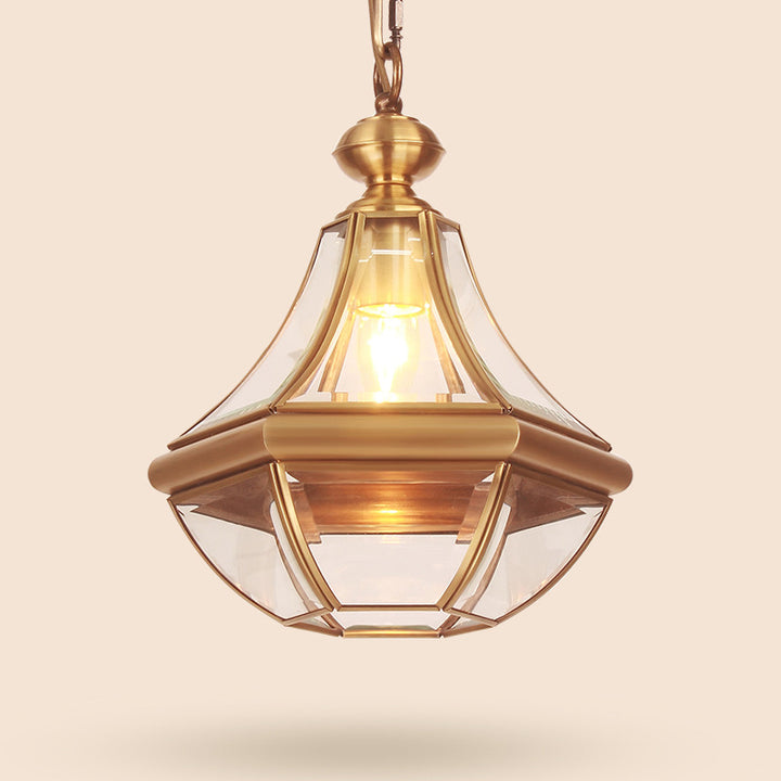Suspension lumineuse à 1 ampoule en verre cuivré de style rustique traditionnel pour salon 