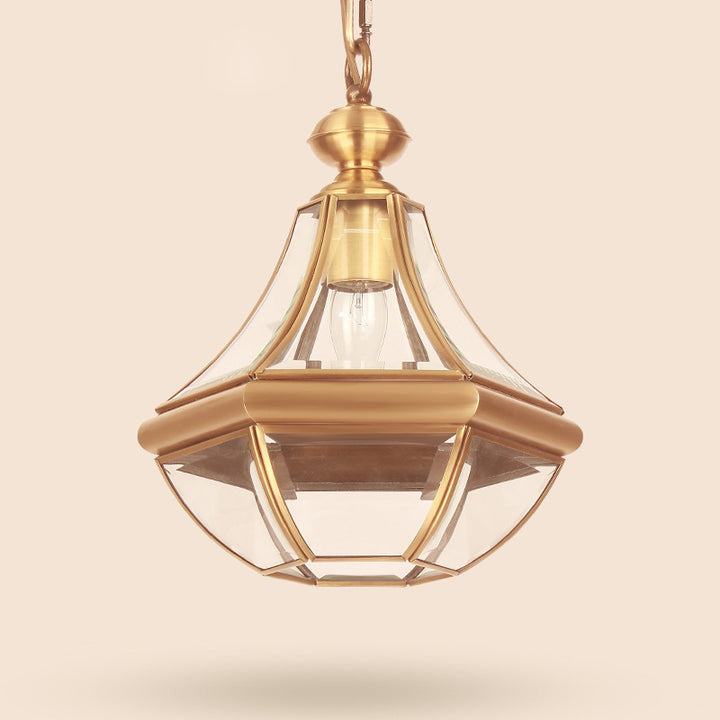 Suspension lumineuse à 1 ampoule en verre cuivré de style rustique traditionnel pour salon 