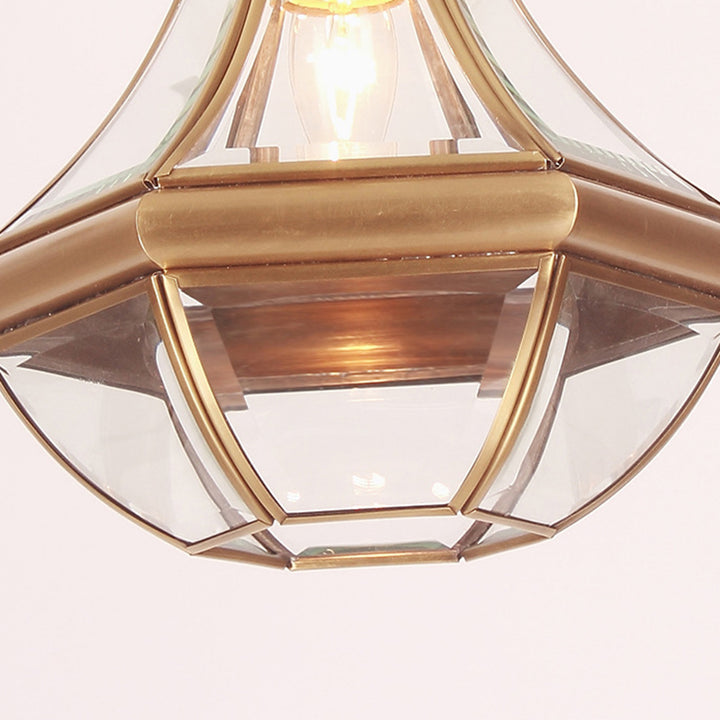 Suspension lumineuse à 1 ampoule en verre cuivré de style rustique traditionnel pour salon 