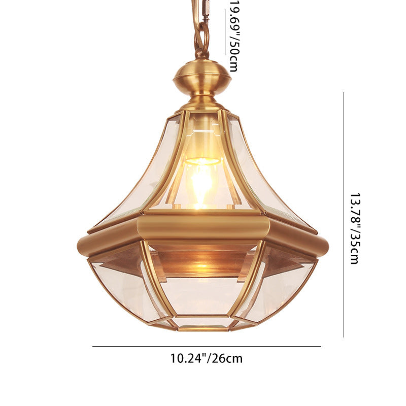 Suspension lumineuse à 1 ampoule en verre cuivré de style rustique traditionnel pour salon 
