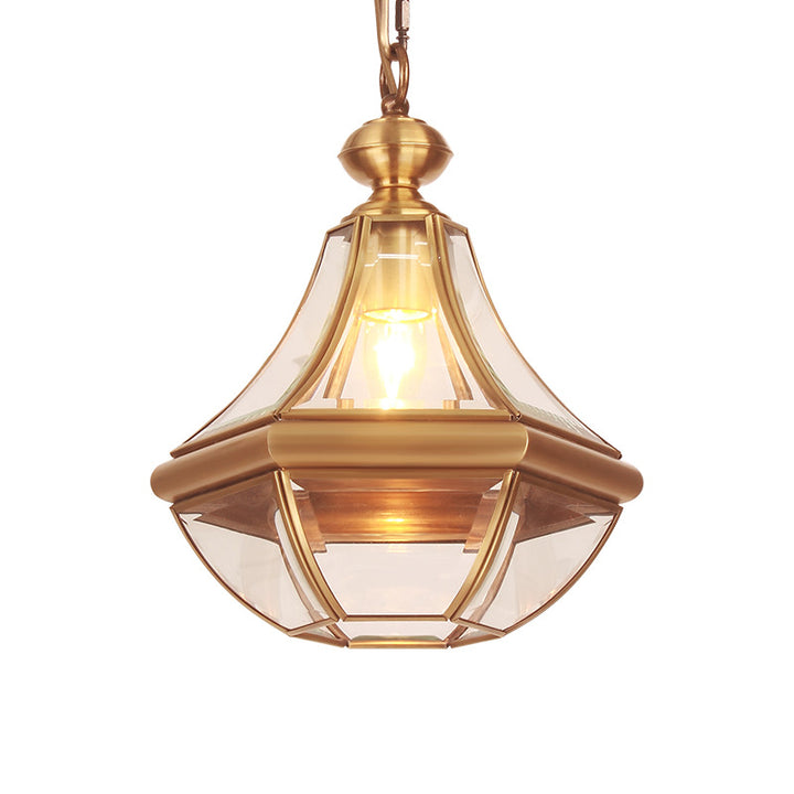 Suspension lumineuse à 1 ampoule en verre cuivré de style rustique traditionnel pour salon 