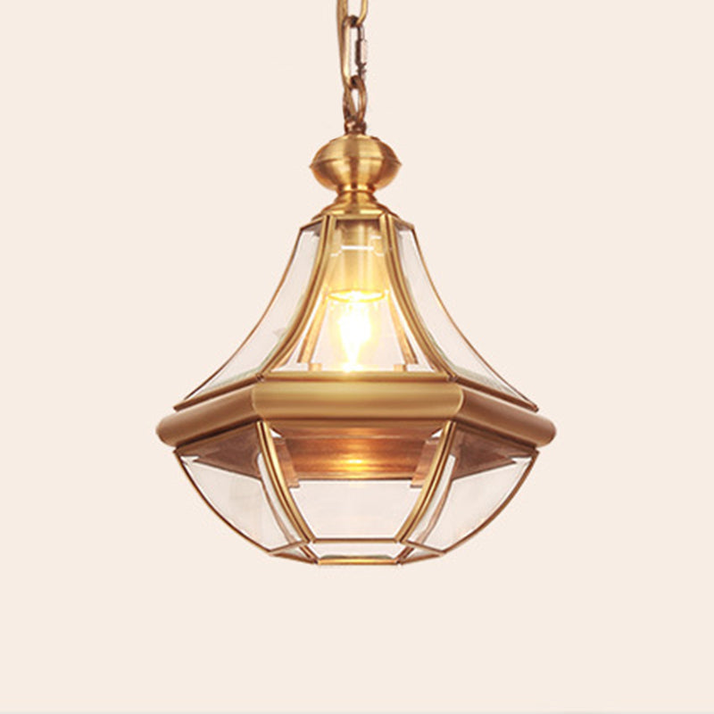 Suspension lumineuse à 1 ampoule en verre cuivré de style rustique traditionnel pour salon 