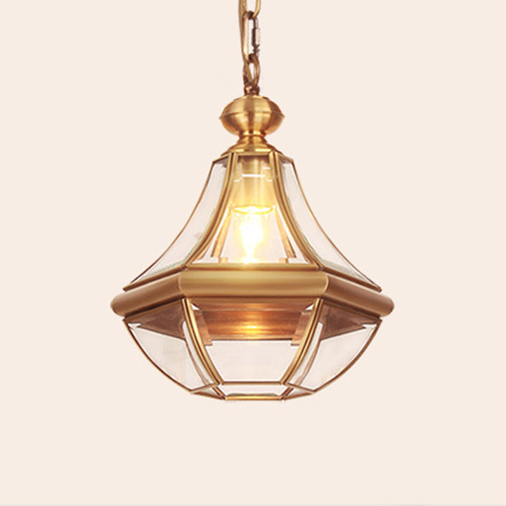 Suspension lumineuse à 1 ampoule en verre cuivré de style rustique traditionnel pour salon 