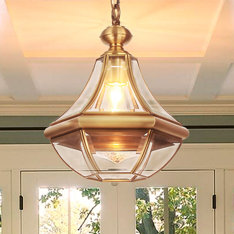 Suspension lumineuse à 1 ampoule en verre cuivré de style rustique traditionnel pour salon 