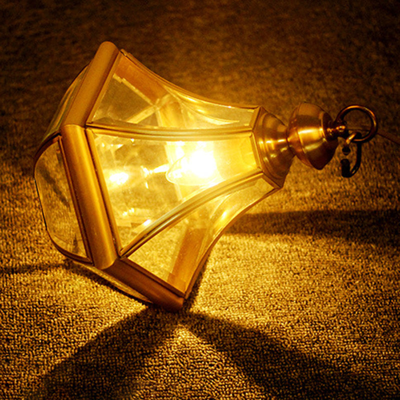 Suspension lumineuse à 1 ampoule en verre cuivré de style rustique traditionnel pour salon 