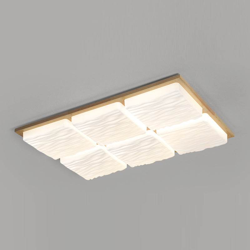 ضوء سقف مستطيل تقليدي ياباني من الحديد والمطاط والخشب الأكريلي LED للغرفة المعيشية 