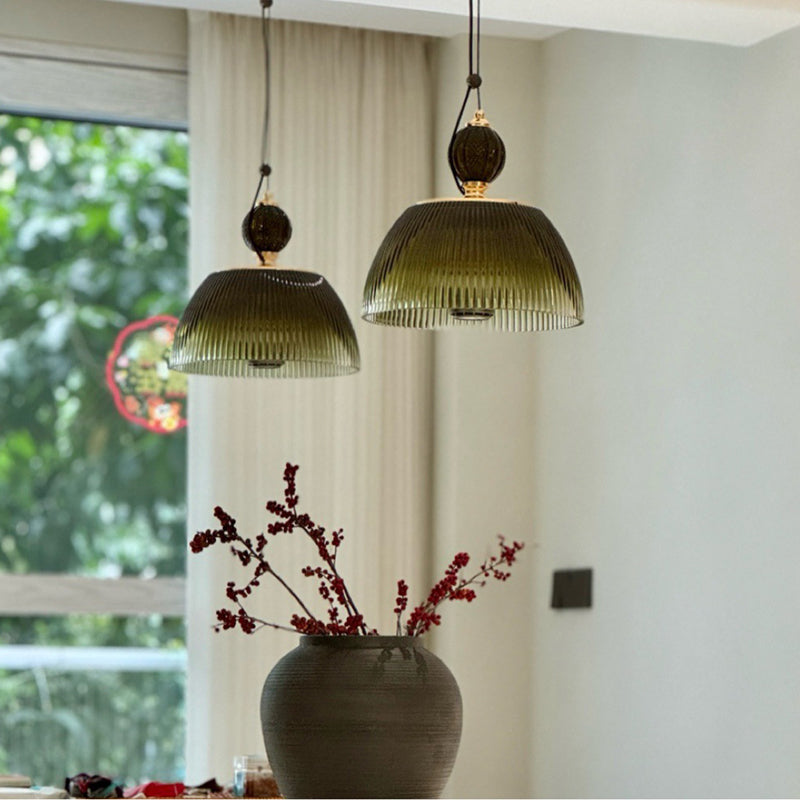 Contemporary Nordic Dome Metal Glass 2-Light Pendant Light For Bedroom