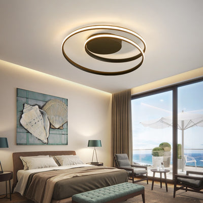 مصباح سقف LED شبه مثبت من الألومنيوم والحديد بتصميم دائري عصري لغرفة النوم 