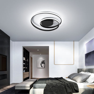 مصباح سقف LED شبه مثبت من الألومنيوم والحديد بتصميم دائري عصري لغرفة النوم 
