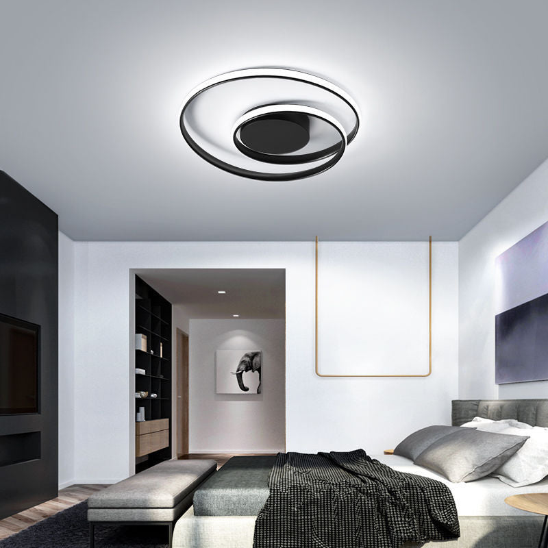 مصباح سقف LED شبه مثبت من الألومنيوم والحديد بتصميم دائري عصري لغرفة النوم 