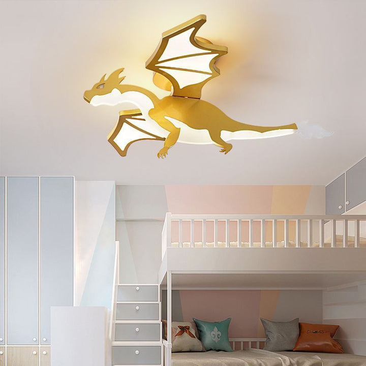 Luz de techo contemporánea LED de montaje semi-empotrado de dinosaurio de dibujos animados para niños creativos de metal acrílico para dormitorio 