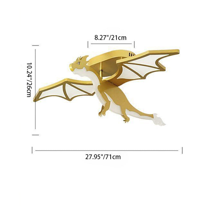 Luz de techo contemporánea LED de montaje semi-empotrado de dinosaurio de dibujos animados para niños creativos de metal acrílico para dormitorio 