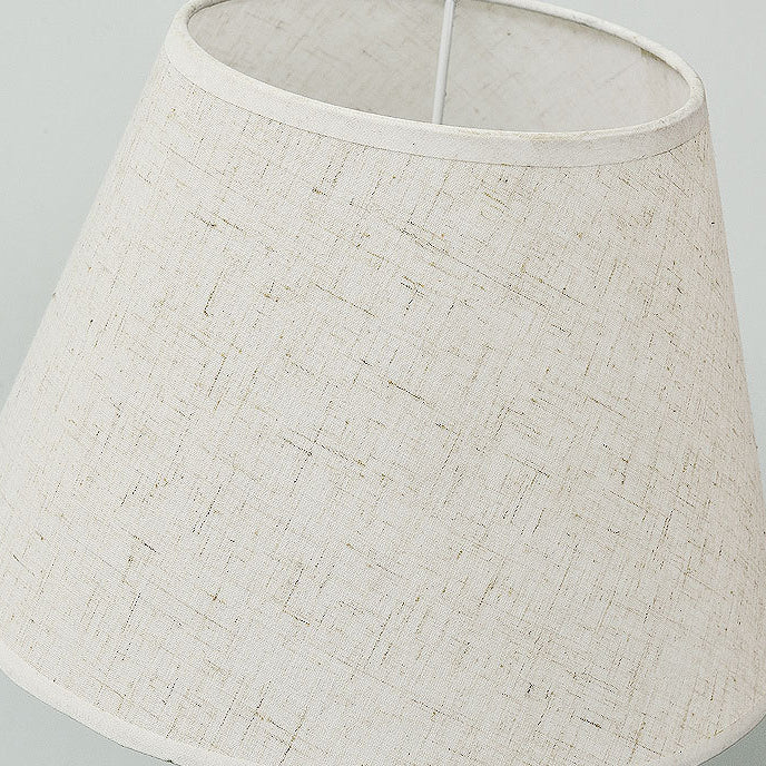 Modern Simplicity Frustum Cone Solid Wood Fabric 1-Light Table Lamp For Bedroom