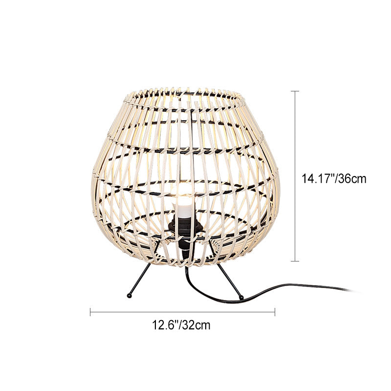 Traditionelle japanische Eisen-Rattan-Tischlampe mit 1 Licht für das Schlafzimmer 
