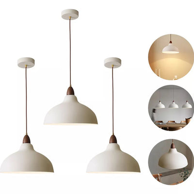 Suspension en bois massif et fer traditionnel japonais avec un dôme à 1 lumière pour le salon 
