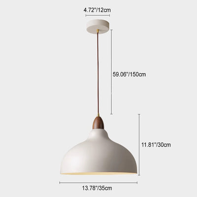 Suspension en bois massif et fer traditionnel japonais avec un dôme à 1 lumière pour le salon 