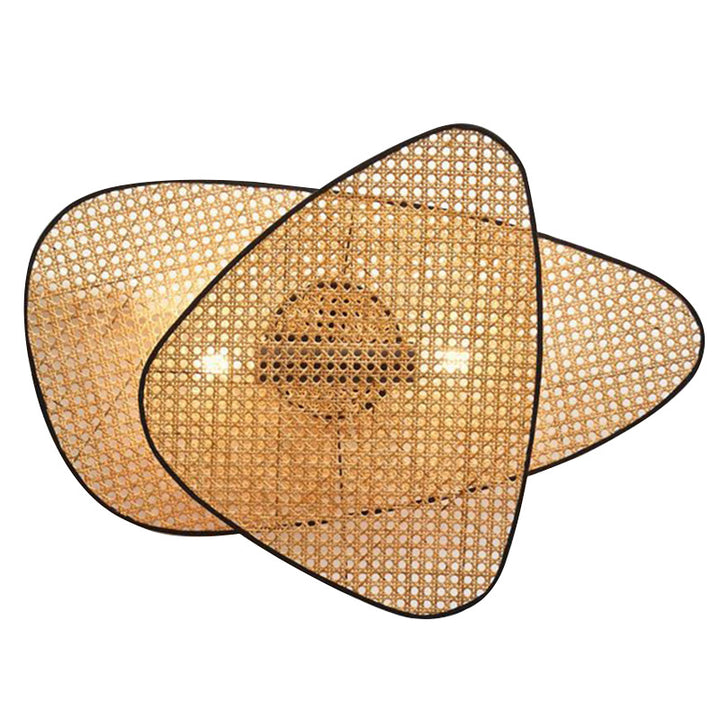Traditional Japanese Oval Metal Plastic Rattan 1-Light Wall Sconce Lamp For Bedroom
