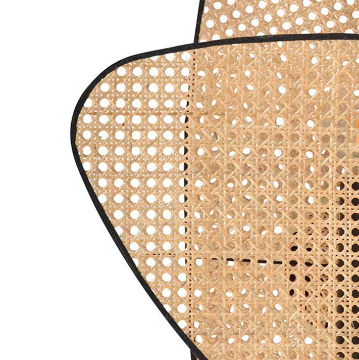 Traditional Japanese Oval Metal Plastic Rattan 1-Light Wall Sconce Lamp For Bedroom