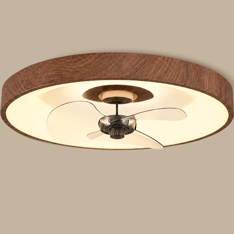 Ventilateur de plafond moderne à LED en fer acrylique rond pour chambre à coucher 