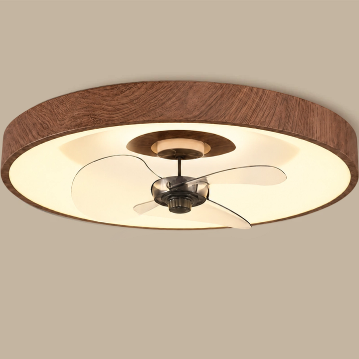 Ventilateur de plafond moderne à LED en fer acrylique rond pour chambre à coucher 