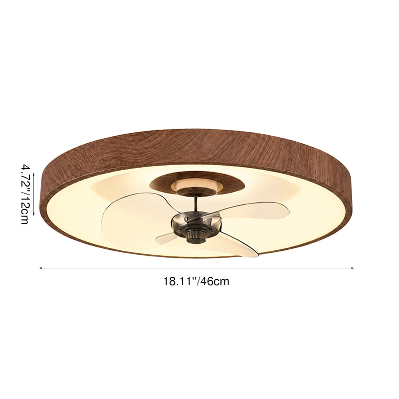Ventilateur de plafond moderne à LED en fer acrylique rond pour chambre à coucher 