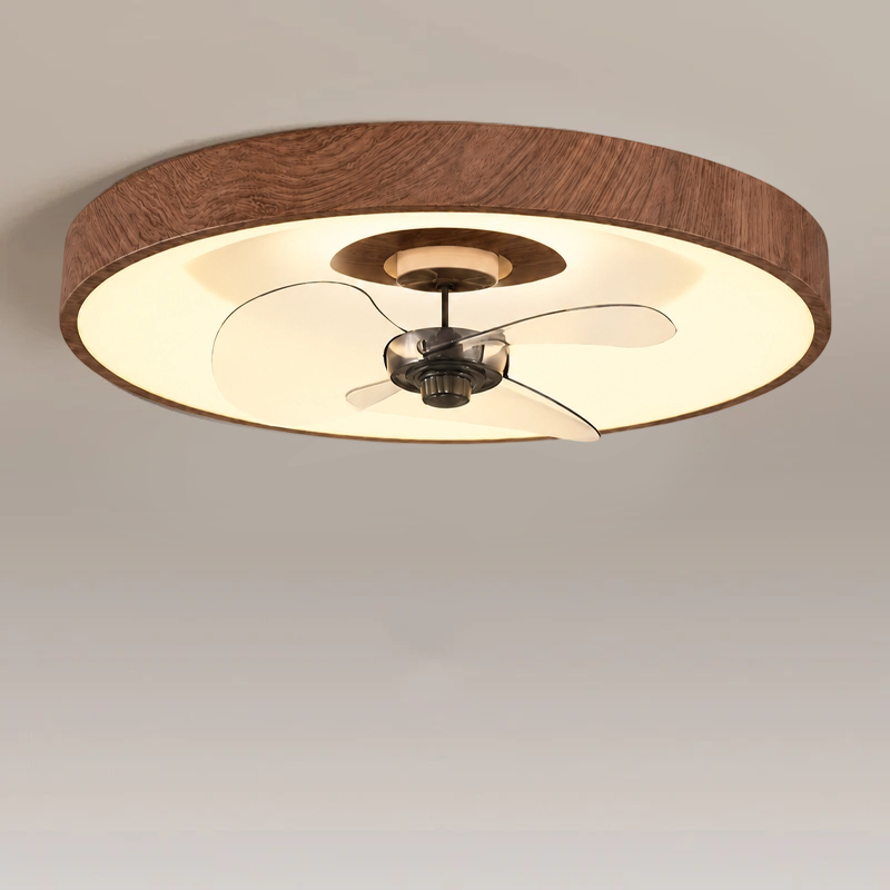 Ventilateur de plafond moderne à LED en fer acrylique rond pour chambre à coucher 