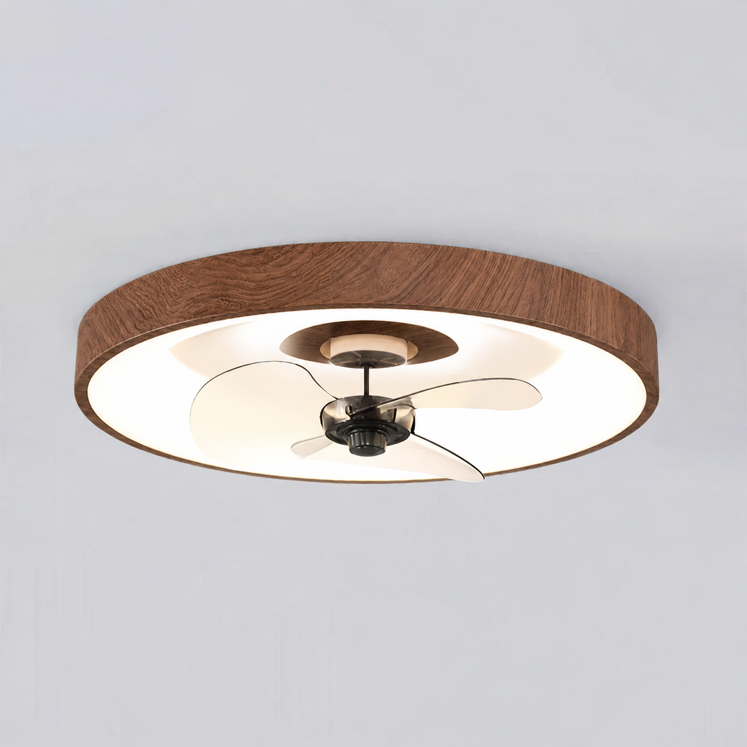 Ventilateur de plafond moderne à LED en fer acrylique rond pour chambre à coucher 