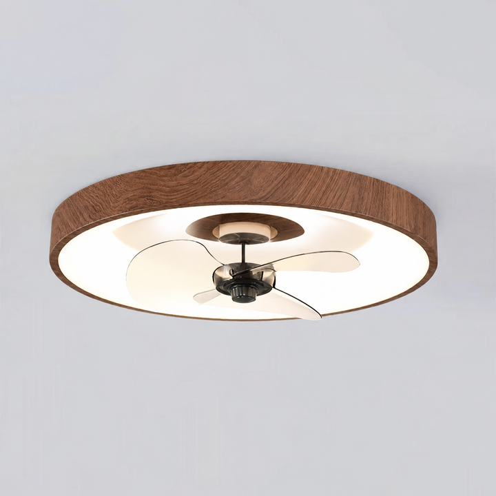 Ventilateur de plafond moderne à LED en fer acrylique rond pour chambre à coucher 