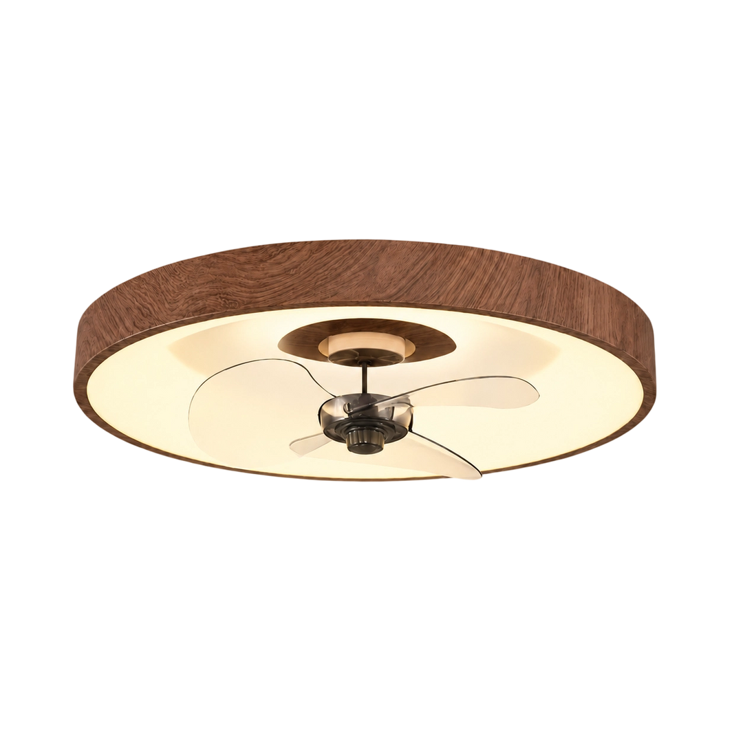 Ventilateur de plafond moderne à LED en fer acrylique rond pour chambre à coucher 